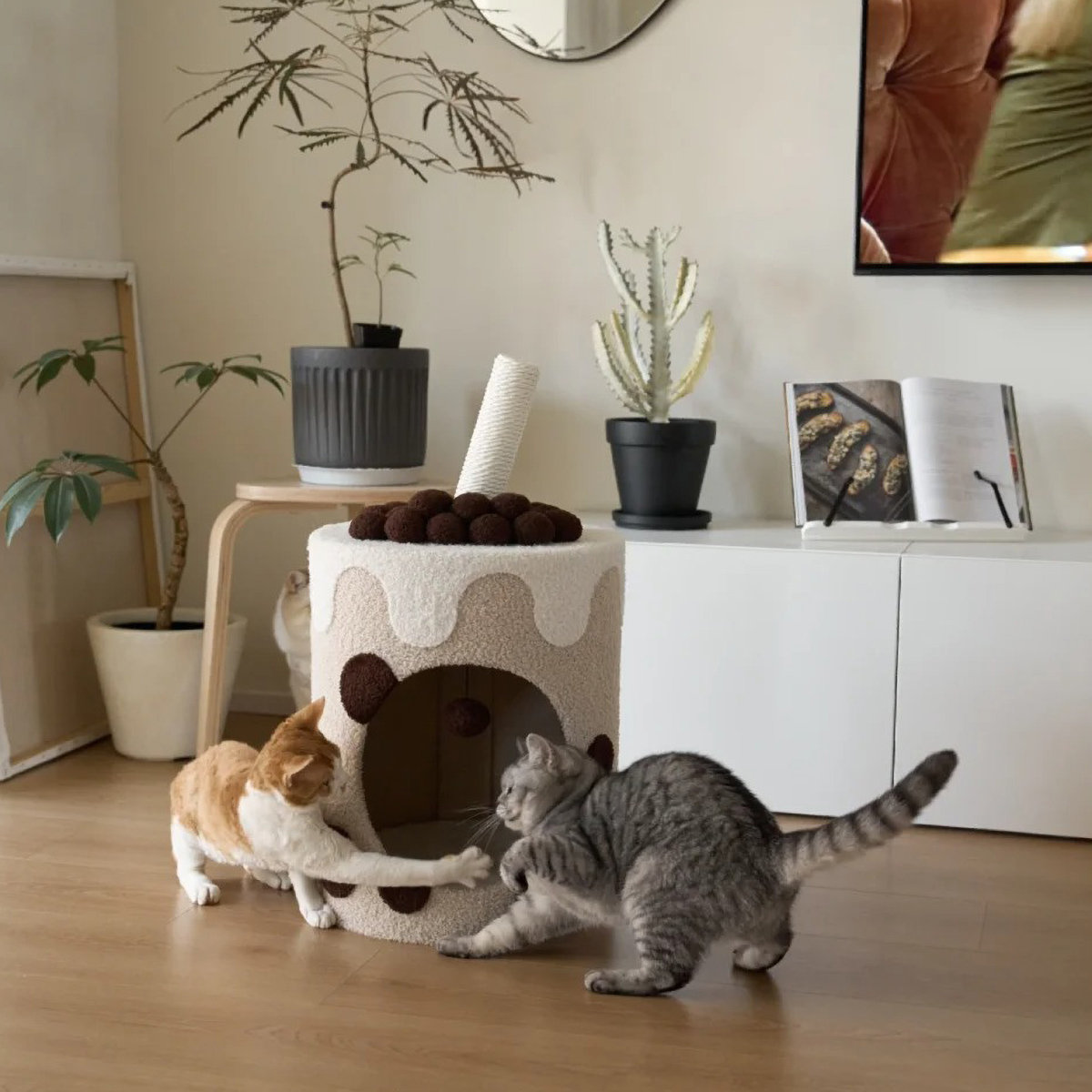 Tucker Murphy Pet™ 26" Boba Tea Cup Cat Bed Integrated Cat Tower Condo